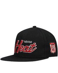 Mitchell & Ness Black Miami Heat Hardwood Classics Script Snapback Hat At Nordstrom