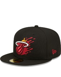 New Era Black Miami Heat Splatter 59fifty Fitted Hat At Nordstrom