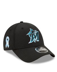 New Era Black Miami Marlins 2021 Fathers Day 9forty Adjustable Hat