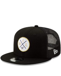 New Era Black Milwaukee Brewers Vert Trucker 9fifty Adjustable Snapback Hat
