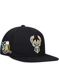 Mitchell & Ness Black Milwaukee Bucks Custom Patch Snapback Hat At Nordstrom