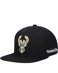 Mitchell & Ness Black Milwaukee Bucks English Dropback Snapback Hat At Nordstrom
