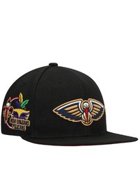 Mitchell & Ness Black New Orleans Pelicans Custom Patch Snapback Hat