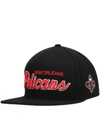 Mitchell & Ness Black New Orleans Pelicans Foundation Script Snapback Hat