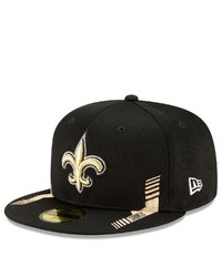 New Era Black New Orleans Saints 2021 Nfl Sideline Home 59fifty Fitted Hat