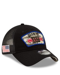 New Era Black New York Giants 2021 Salute To Service Trucker 9twenty Adjustable Hat