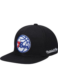 Mitchell & Ness Black Philadelphia 76ers English Dropback Snapback Hat At Nordstrom