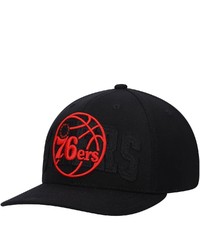 Mitchell & Ness Black Philadelphia 76ers Triple Double Stretch Snapback Hat