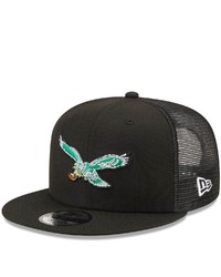 New Era Black Philadelphia Eagles Historic Logo Classic Trucker 9fifty Snapback Hat