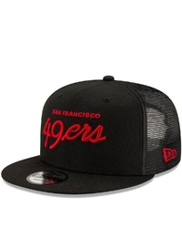 New Era Black San Francisco 49ers Script Trucker 9fifty Snapback Hat At Nordstrom