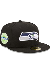 New Era Black Seattle Seahawks Established 1976 Patch 59fifty Fitted Hat