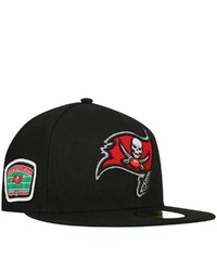 New Era Black Tampa Bay Buccaneers Field Patch 59fifty Fitted Hat