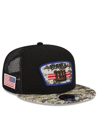 New Era Blackcamo New York Giants 2021 Salute To Service Trucker 9fifty Snapback Adjustable Hat