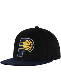 Mitchell & Ness Blacknavy Indiana Pacers Logo Adjustable Central Snapback Hat