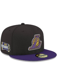 New Era Blackpurple Los Angeles Lakers 2020 Nba Finals Champions Banner Side Patch 59fifty Fitted Hat