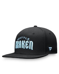 FANATICS Branded Black Seattle Kraken Wordmark Logo Snapback Hat