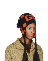 Gucci Black And Orange Mohair Ski Beanie