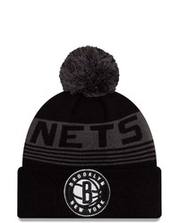 New Era Black Brooklyn Nets Proof Cuffed Knit Hat With Pom At Nordstrom
