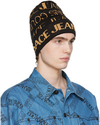 VERSACE JEANS COUTURE Black Gold Knit Beanie