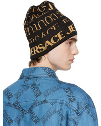 VERSACE JEANS COUTURE Black Gold Knit Beanie