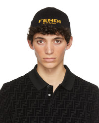 Fendi Black Jacquard Logo Beanie