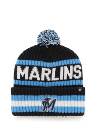 '47 Black Miami Marlins Bering Cuffed Knit Hat With Pom At Nordstrom
