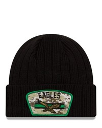 New Era Black Philadelphia Eagles 2021 Salute To Service Historic Logo Cuffed Knit Hat At Nordstrom