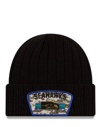 New Era Black Seattle Seahawks 2021 Salute To Service Historic Logo Cuffed Knit Hat At Nordstrom
