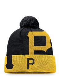 FANATICS Branded Blackgold Pittsburgh Pirates Block Party Cuffed Knit Hat With Pom At Nordstrom
