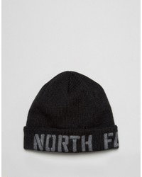 The North Face Felt Logo Beanie In Tnf Blackgray
