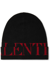 Valentino Logo Jacquard Wool And Cashmere Blend Beanie