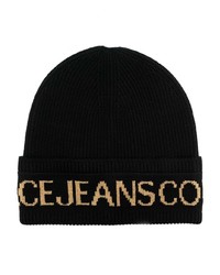 VERSACE JEANS COUTURE Logo Print Ribbed Knit Beanie