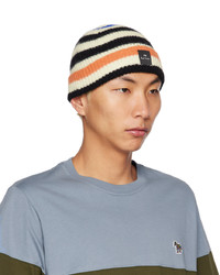 Ps By Paul Smith Off White Stripe Beanie