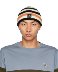 Ps By Paul Smith Off White Stripe Beanie