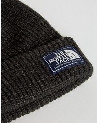 The North Face Rib Beanie Badge Logo In Black