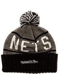 Mitchell & Ness The Brooklyn Nets High 5 Beanie In Grey Black