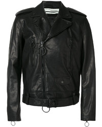 Black Print Biker Jacket