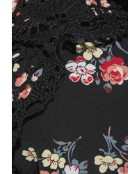 Stella McCartney Vintage Floral Crochet Trimmed Printed Bandeau Bikini Black
