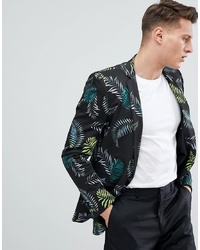 ASOS DESIGN Asos Skinny Blazer In Cotton With Palm Print