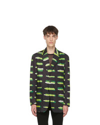 Dries Van Noten Black And Green Len Lye Edition Cotton Graphic Blazer