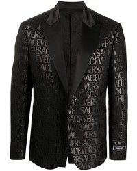 Versace Logo Print Single Breasted Blazer