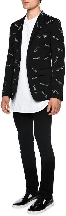 terwijl heldin lens DSQUARED2 Skateboard Print Two Button Blazer Black, $1,685 | Neiman Marcus  | Lookastic