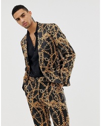 ASOS DESIGN Skinny Suit Jacket In All Over Chain Print