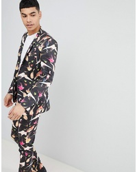 ASOS DESIGN Super Skinny Suit Jacket In Cotton Bird Print