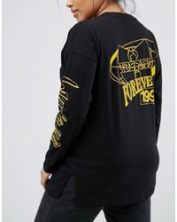 Asos Curve Curve Top With Wu Tang Print And Super Long Sleeve