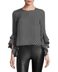 Milly Dot Print Gabby Bell Sleeves Top