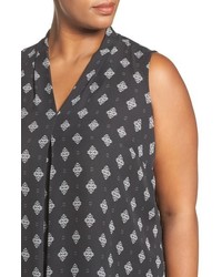 Vince Camuto Filagree Foulard Print Pleat Front Top