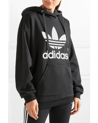 adidas Originals Printed French Cotton Blend Terry Hooded Top Black