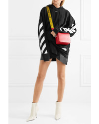 Off-White Oversized Printed Cotton Jersey Hooded Top Black