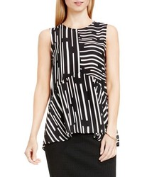 Vince Camuto Print Sleeveless Ruffle Front Blouse